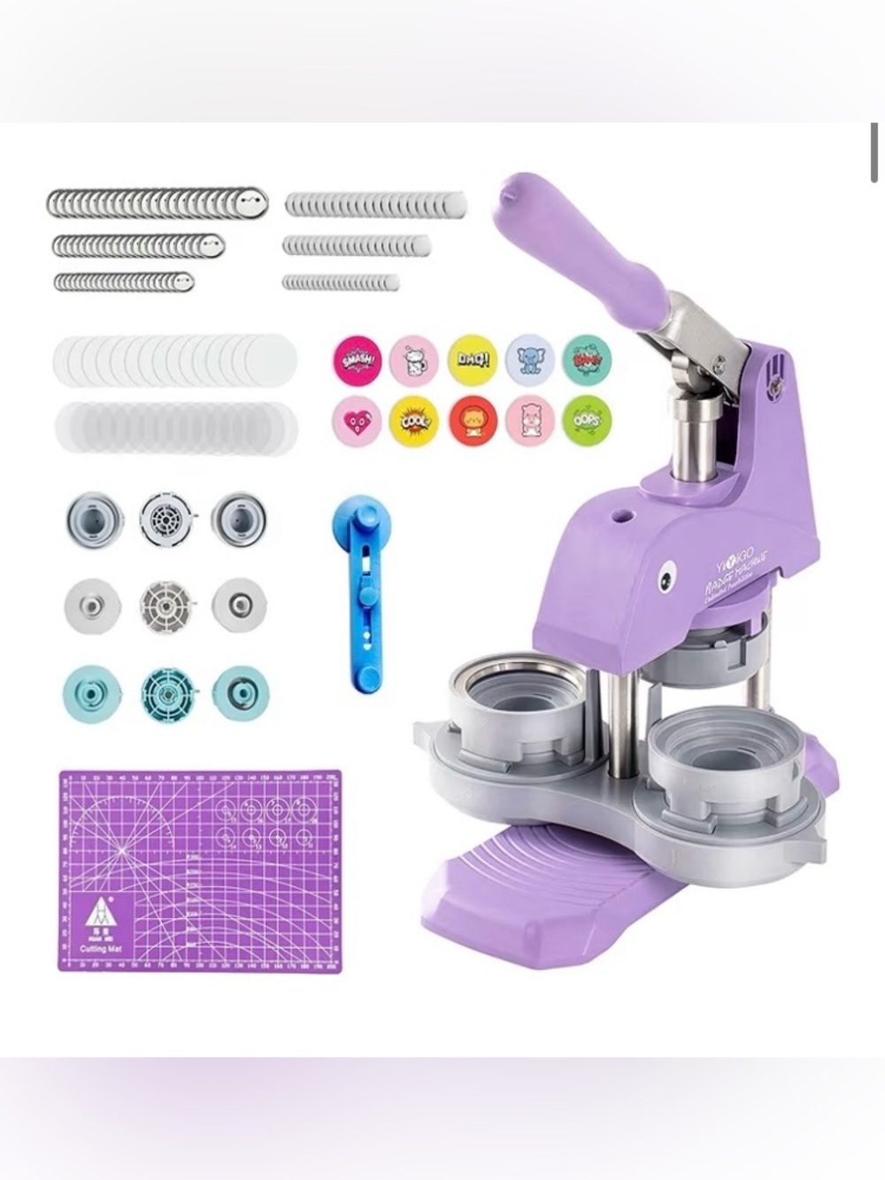 Button Maker Machine Multiple Sizes, 1+1.25+2.25 inch, Purple